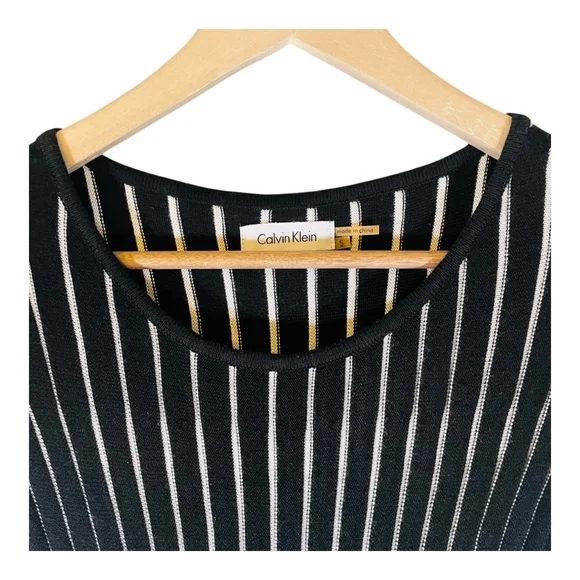 Calvin Klein Womens Midi Dress S Small Black & White Striped Pencil Professional - Picture 8 of 12